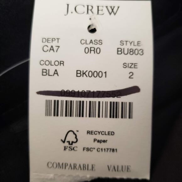 NWT J.Crew Kallie Black Velvet Straight Leg 98% Cotton Stretch Mid Rise Pants 2 - Picture 11 of 16